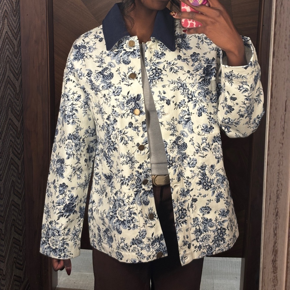 Altar'd State Blue Floral Jean Jacket